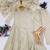 Classy beige heavy embroidered flared kurti with pant & dupatta set