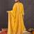 Yellow chanderi silk embroidered kurta trouser dupatta set