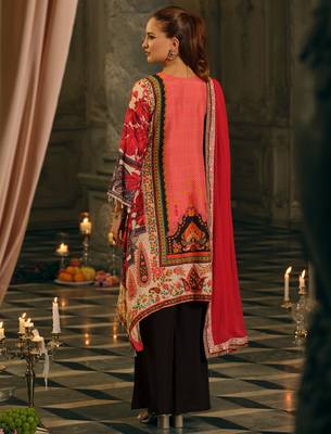 Multi silk blend printed kurta trouser dupatta set 3