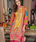 Multi silk blend embroidered kurta trouser dupatta set