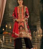 Multi silk blend printed kurta trouser dupatta set