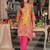 Multi silk blend embroidered kurta trouser dupatta set