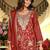 Rust silk blend embroidered kurta trouser dupatta set