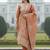 Rust silk blend printed kurta trouser dupatta set