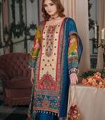 Multi silk blend embroidered kurta trouser dupatta set
