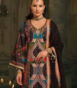 Multi silk blend printed kurta trouser dupatta set