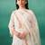 White organza embroidered kurta trouser dupatta set