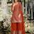 Rust silk blend embroidered kurta trouser dupatta set