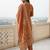 Rust silk blend printed kurta trouser dupatta set