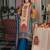 Multi silk blend embroidered kurta trouser dupatta set