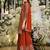 Rust silk blend embroidered kurta trouser dupatta set