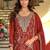 Rust silk blend embroidered kurta trouser dupatta set