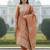 Rust silk blend printed kurta trouser dupatta set