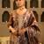 Brown silk blend printed kurta trouser dupatta set