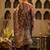 Brown silk blend printed kurta trouser dupatta set