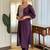 Burgundy silk blend embroidered kurta trouser dupatta set