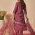 Mauve silk blend embroidered kurta trouser dupatta set