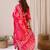 Pink chanderi silk printed kurta trouser dupatta set