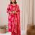 Pink chanderi silk printed kurta trouser dupatta set