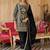 Black silk blend embroidered kurta trouser dupatta set