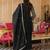 Black silk blend embroidered kurta trouser dupatta set