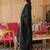 Black silk blend embroidered kurta trouser dupatta set