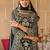 Black silk blend embroidered kurta trouser dupatta set