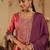 Purple silk blend embroidered kurta trouser dupatta set