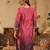 Purple silk blend embroidered kurta trouser dupatta set