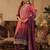 Purple silk blend embroidered kurta trouser dupatta set