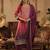Purple silk blend embroidered kurta trouser dupatta set