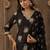 Black pure cotton printed kurta trouser dupatta set