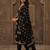 Black pure cotton printed kurta trouser dupatta set