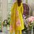 Mustard pure cotton embroidered kurta trouser dupatta set