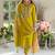 Mustard pure cotton embroidered kurta trouser dupatta set