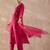 Pink silk blend embroidered kurta trouser dupatta set