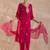 Pink silk blend embroidered kurta trouser dupatta set