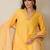 Yellow pure cotton printed kurta trouser dupatta set