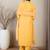 Yellow pure cotton printed kurta trouser dupatta set