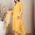 Yellow pure cotton printed kurta trouser dupatta set
