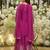 Pink silk blend embroidered kurta trouser dupatta set