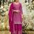 Pink silk blend embroidered kurta trouser dupatta set