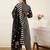 Black pure cotton printed kurta trouser dupatta set