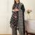 Black pure cotton printed kurta trouser dupatta set
