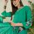 Sea green viscose rayon printed kurta trouser dupatta set