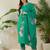 Sea green viscose rayon printed kurta trouser dupatta set