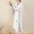 White pure cotton embroidered kurta trouser dupatta set
