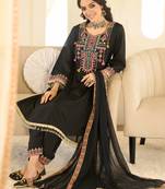 Black organza embroidered kurta trouser dupatta set