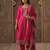 Pink pure cotton embroidered kurta trouser dupatta set