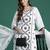 White silk blend embroidered kurta trouser dupatta set
